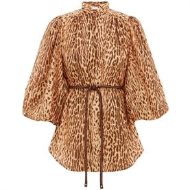 Zimmermann Cascadian Tunic Kjole, Tan Leopard